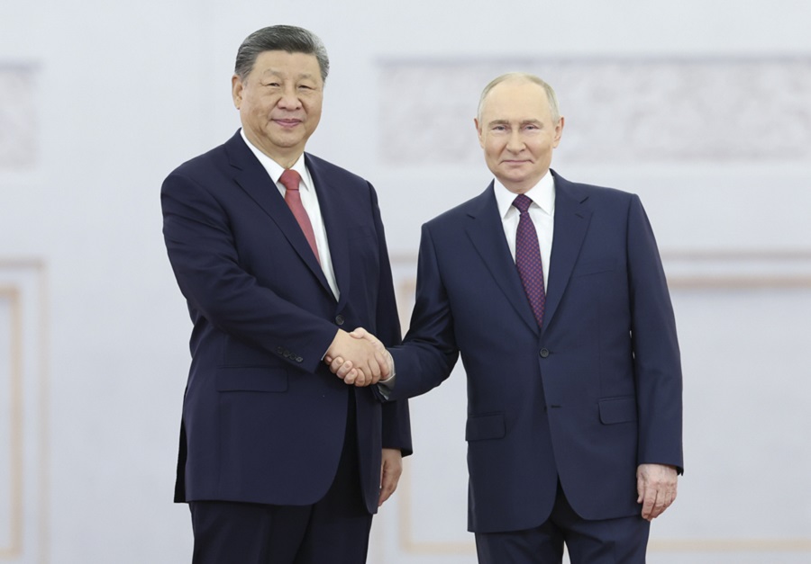 俄罗斯总统普京与中国国家主席习近平在莫斯科克里姆林宫举行会谈