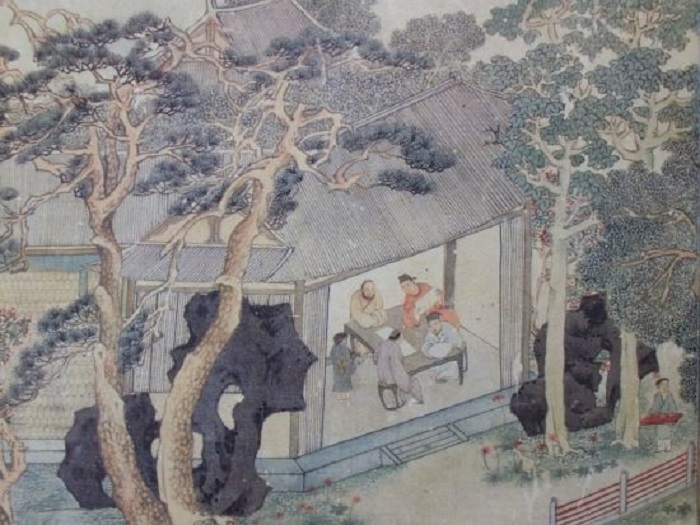 明代文徵明画作《东园图》局部截图