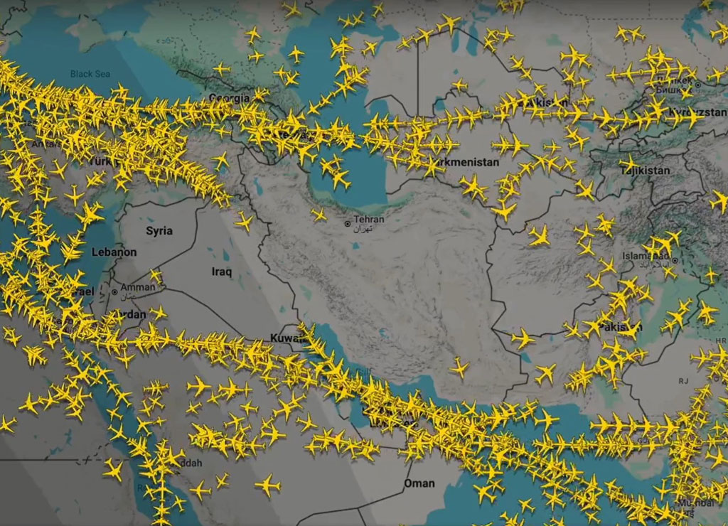 Flightradar24实时航班画面