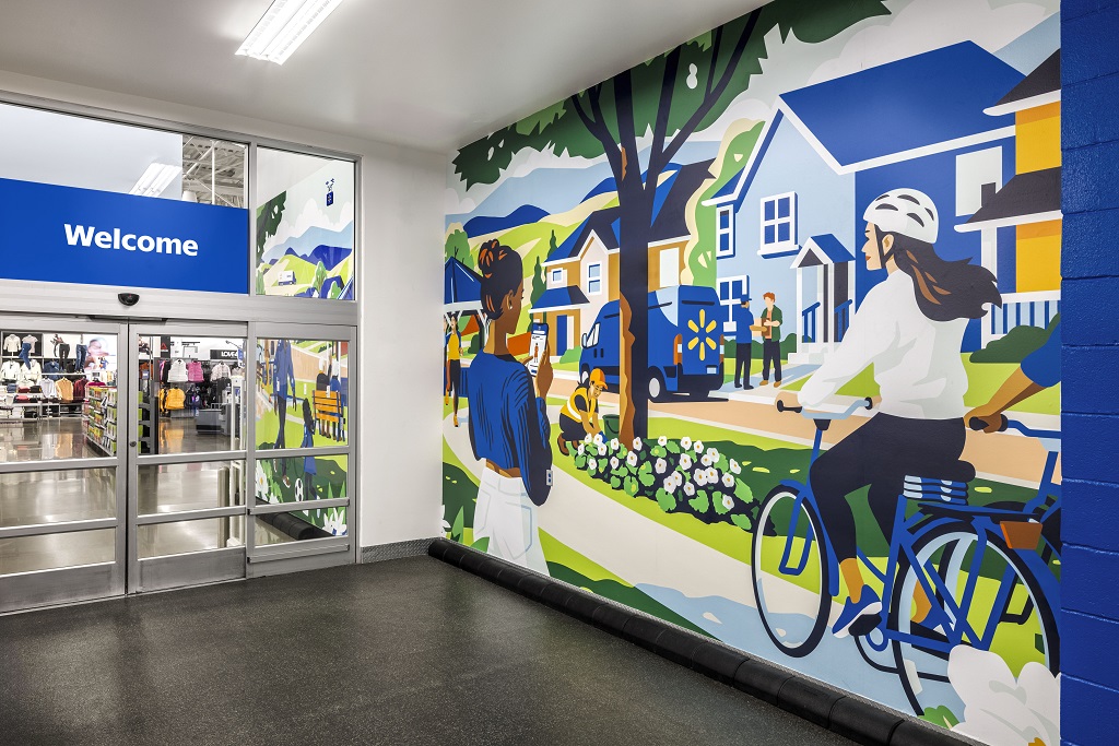 沃尔玛（Walmart Inc）门店内的一面文化墙