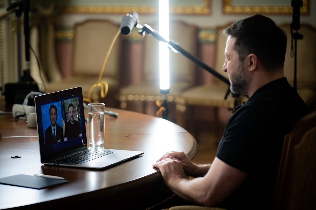 乌克兰总统弗拉基米尔·泽连斯基（Volodymyr Zelensky）接受美国有线电视新闻网采访