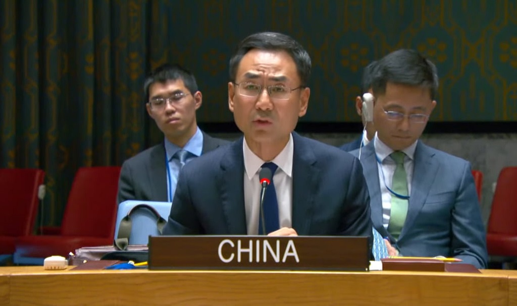 中国常驻联合国副代表耿爽在安理会发言