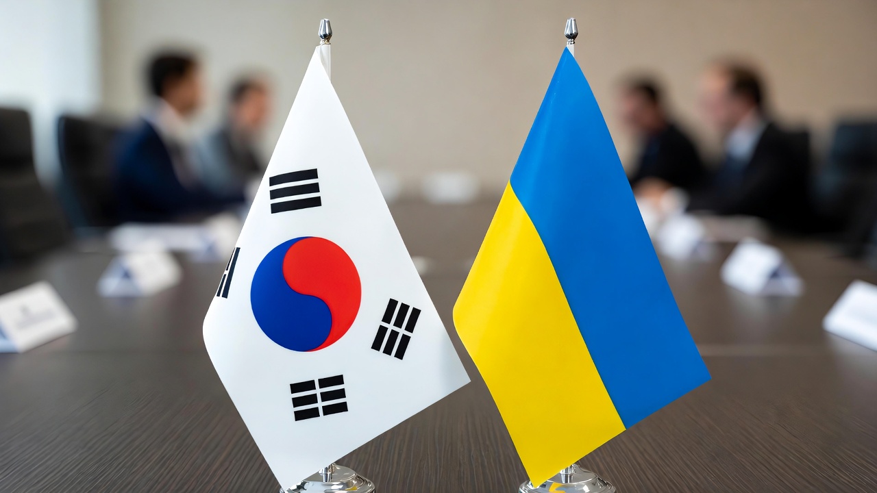 韩国与乌克兰旗帜