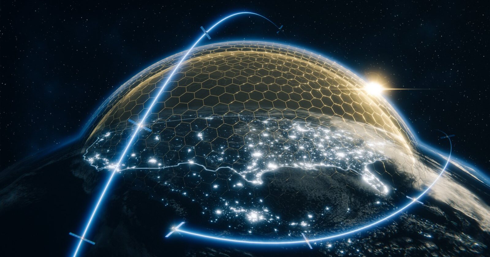 特朗普政府计划中的“金穹顶”导弹防御系统的概念图